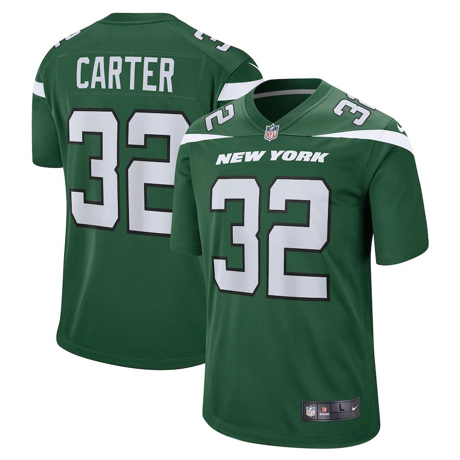 Men New York Jets 32 Michael Carter Nike Gotham Green Game NFL Jersey
